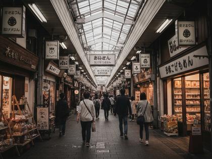 鹿児島天文館のアーケード街を歩く人々の風景
