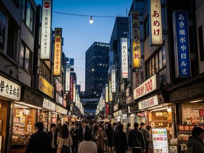 夕暮れ時の天文館アーケードの賑わいの様子